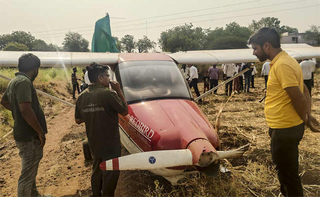 Trainer aircraft of private firm crash-lands in Maharashtra's Baramati; pilot safe